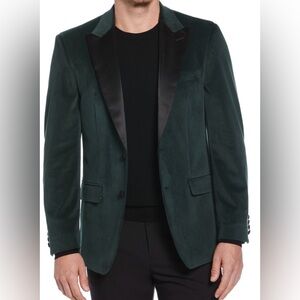 TAZIO Men's Green velvet Blazer with Black Lapel size 38R